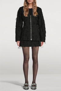 Jupe courte effet tweed - Black