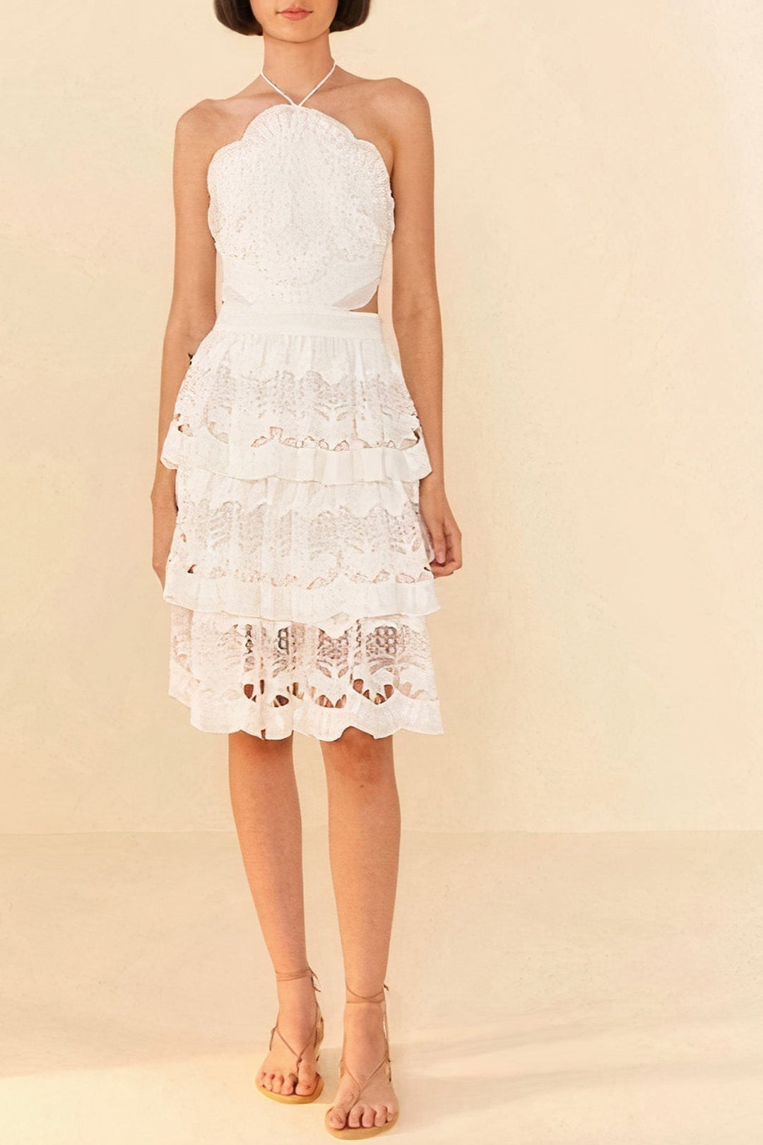 Robe courte Richelieu en coton - Blanc