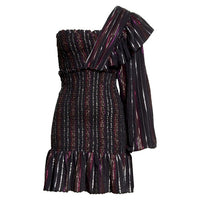 Robe courte Lurex Stripes - Noir