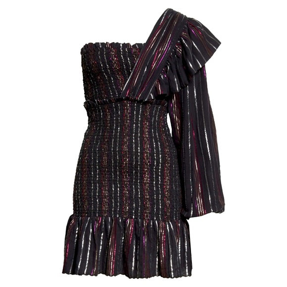 Robe courte Lurex Stripes - Noir