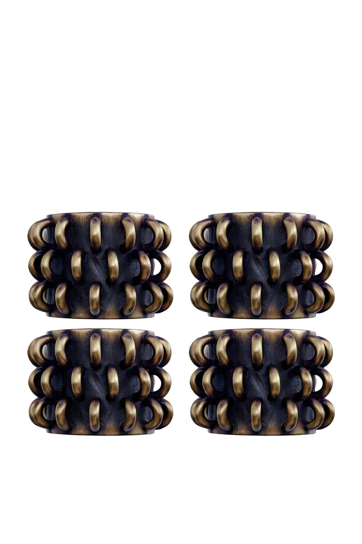 Set de 4 ronds de serviette Tulum en laiton - Or