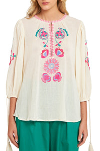 Blouse brodée Magoo - Cream