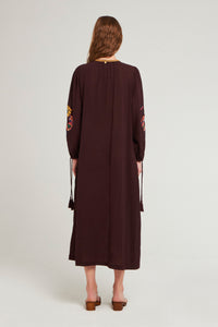 Robe longue brodée Magoo - Brown