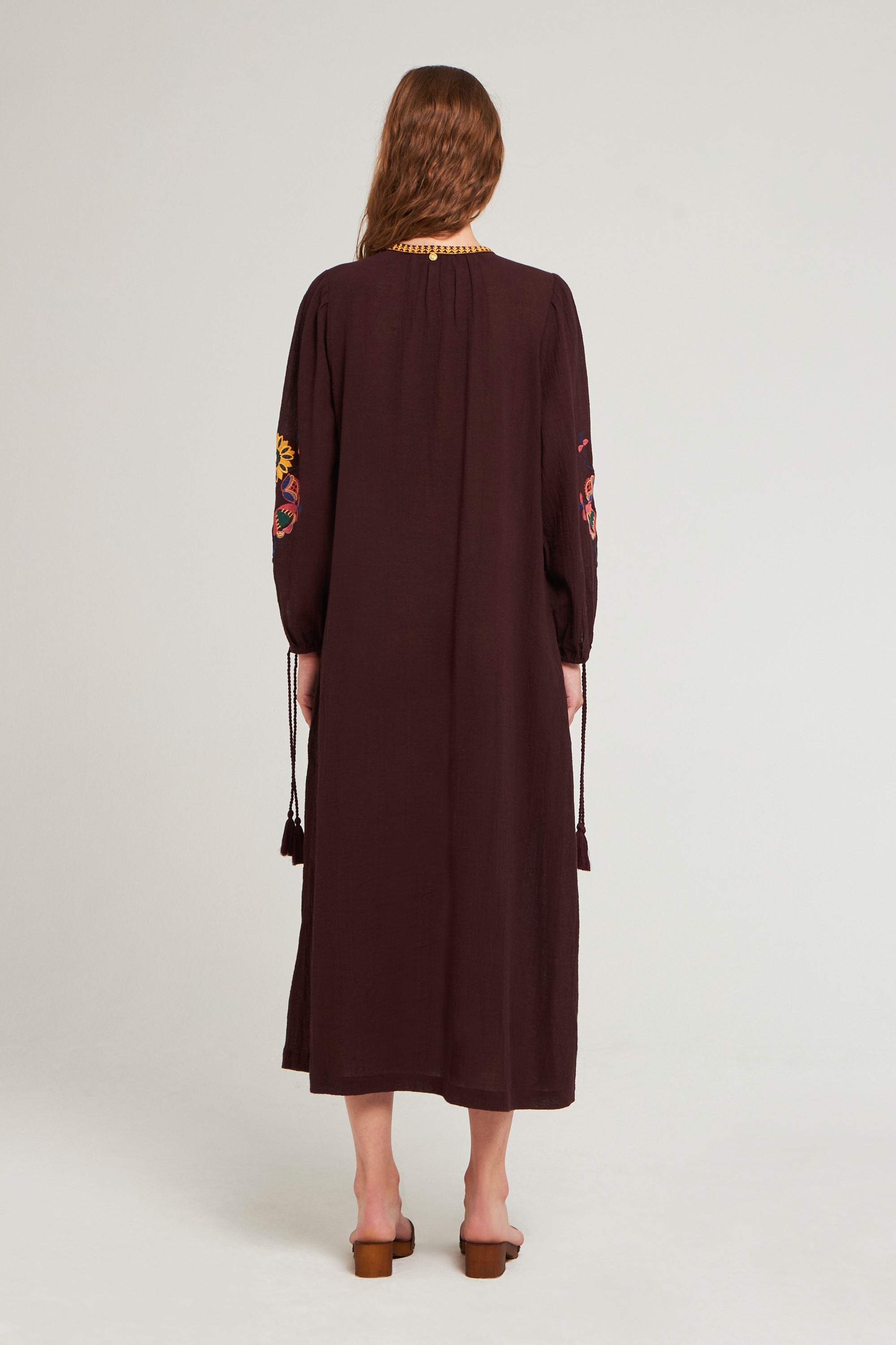 Robe longue brodée Magoo - Brown