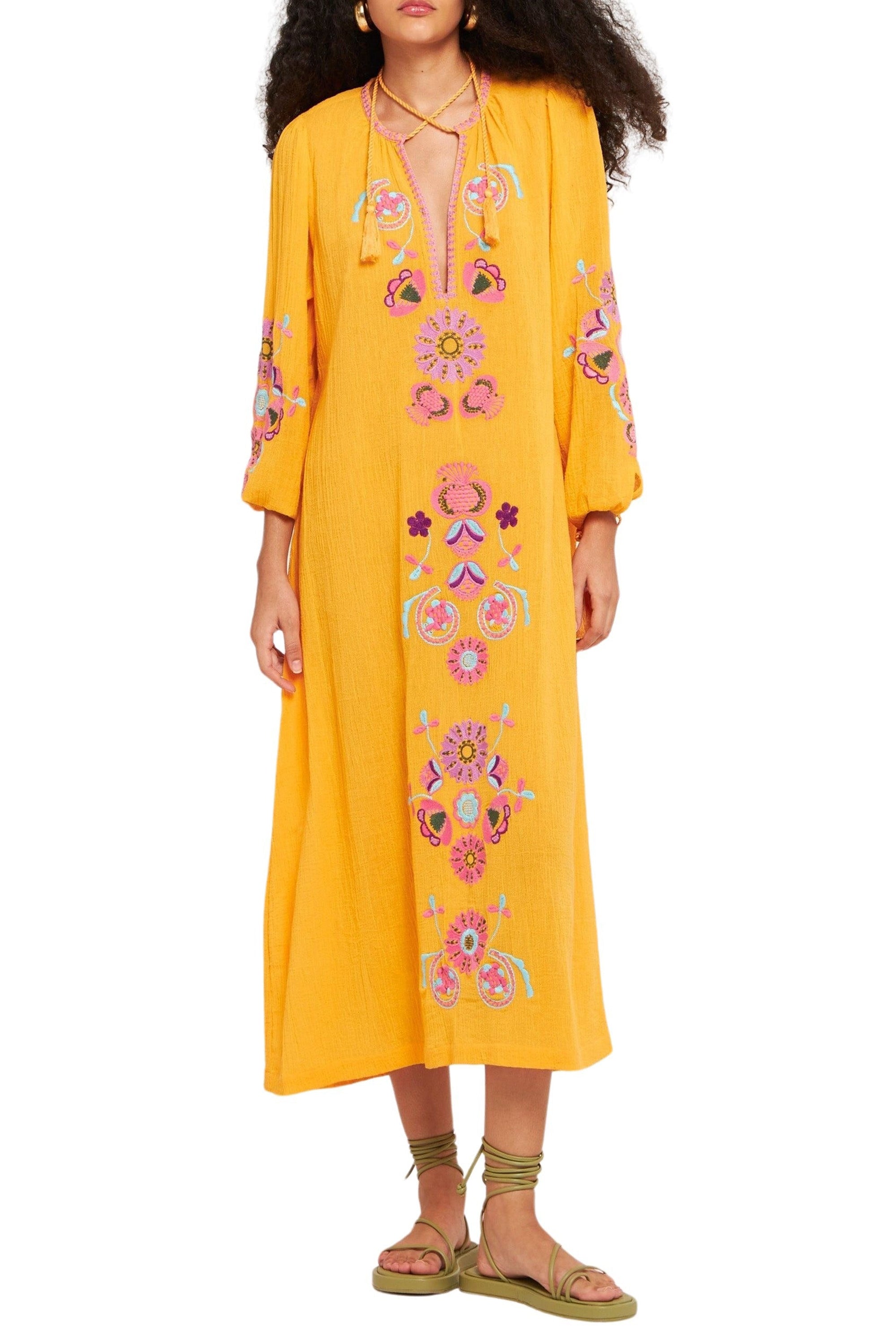 Robe longue brodée Magoo - Mango