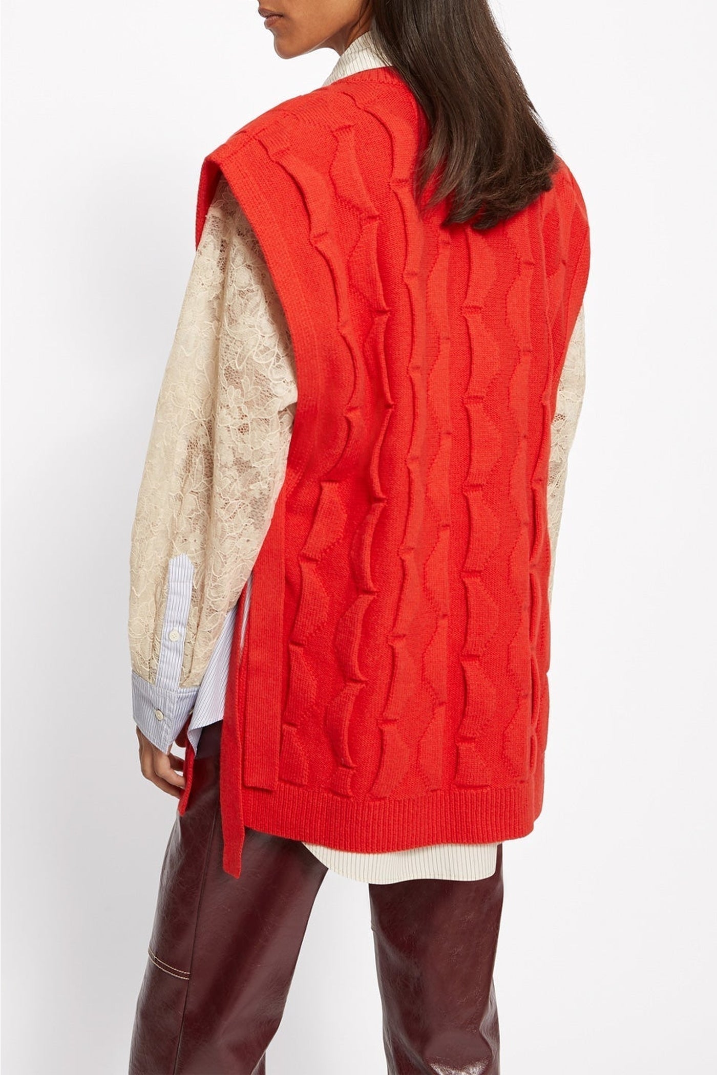 Pull Brune en laine - Rouge