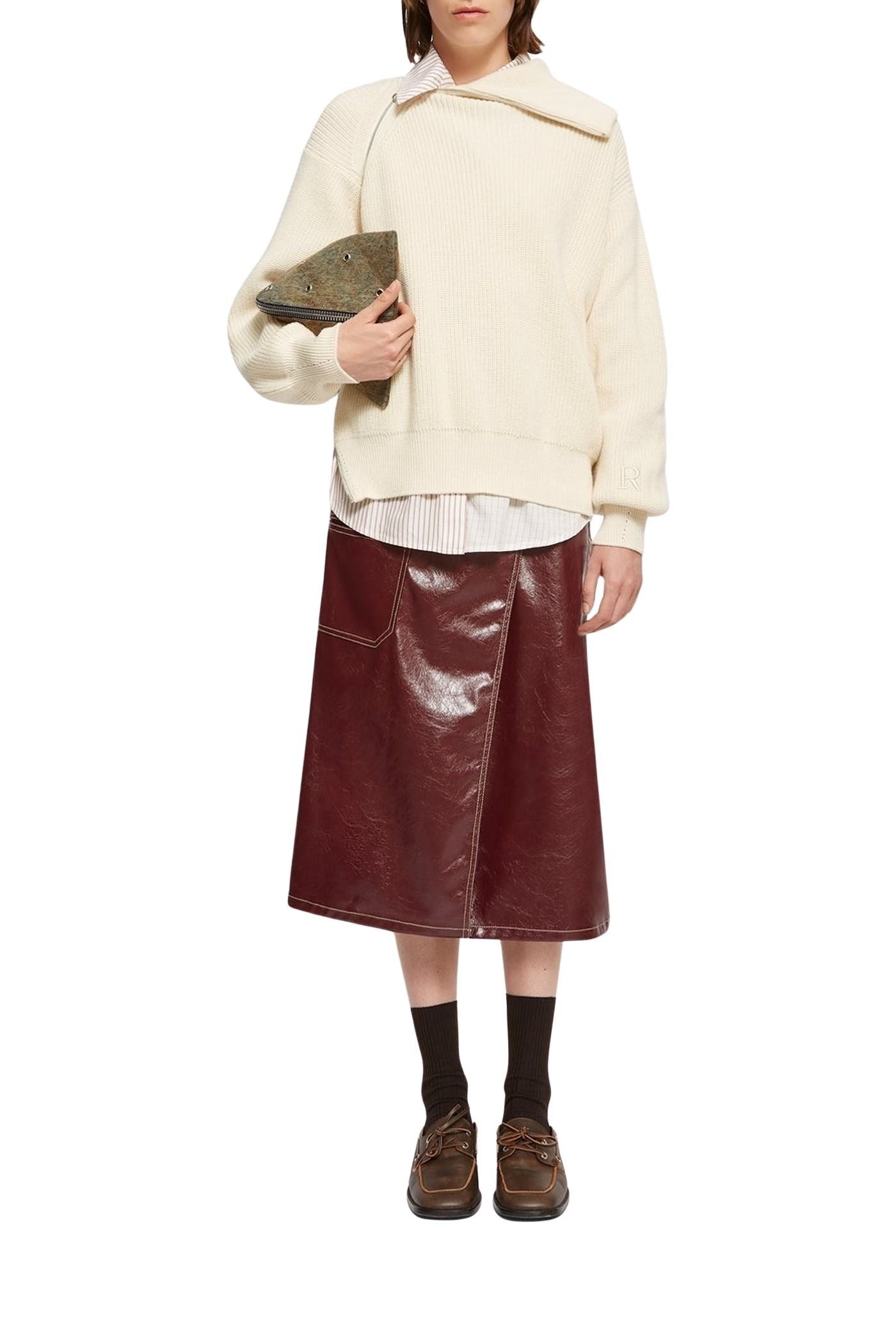 Pull à zip en laine - Ecru