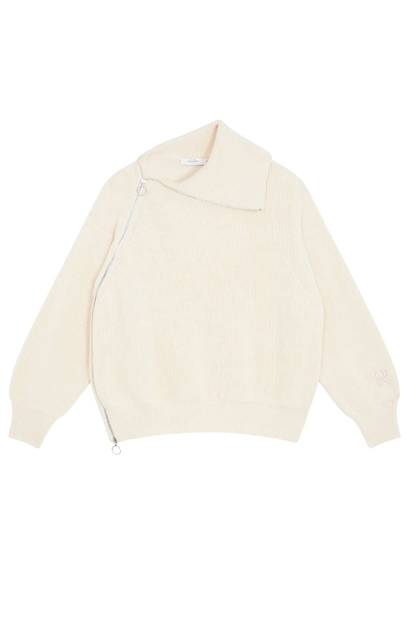 Pull à zip en laine - Ecru