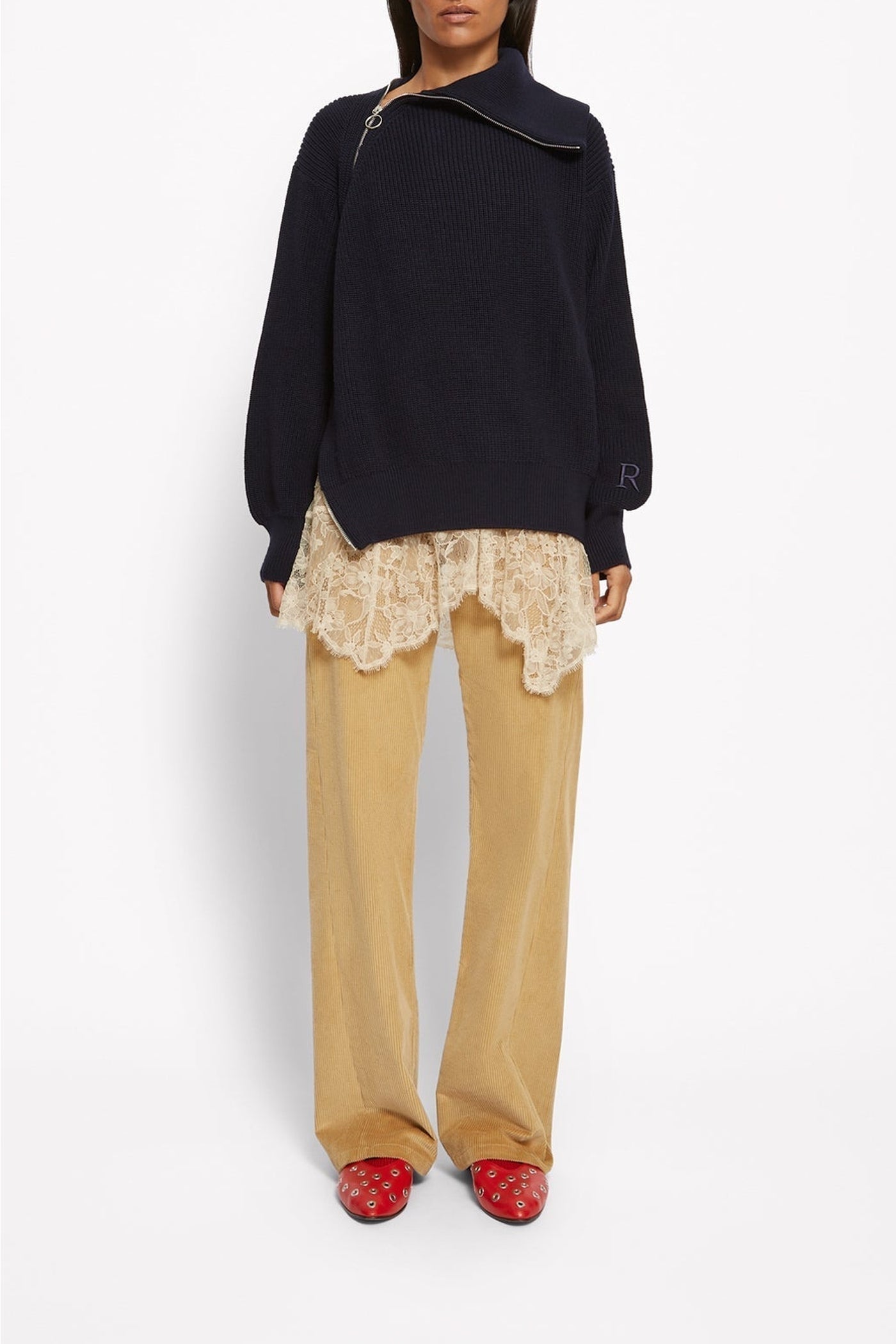 NAVY / 19qty Wool zip jumper - Navy