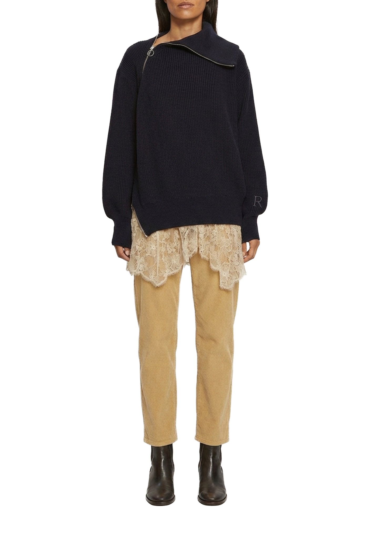 NAVY / 19qty Wool zip jumper - Navy