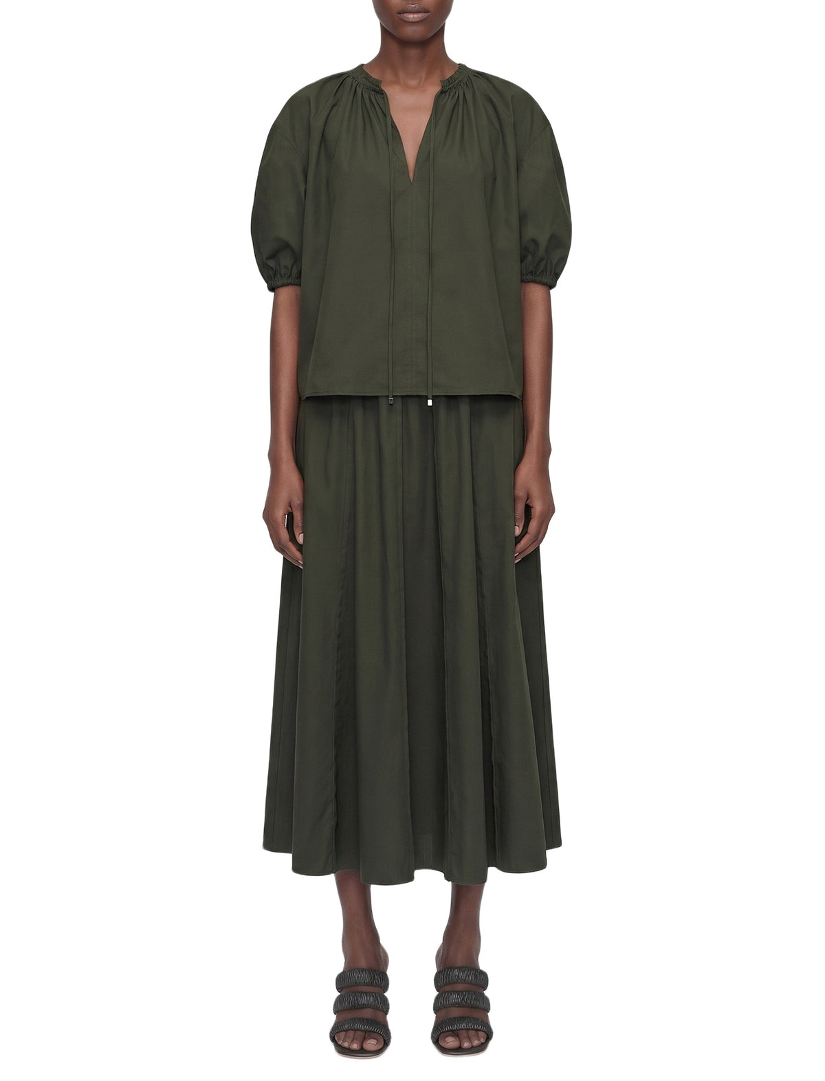 Manar cotton midi skirt - Palm Leaf
