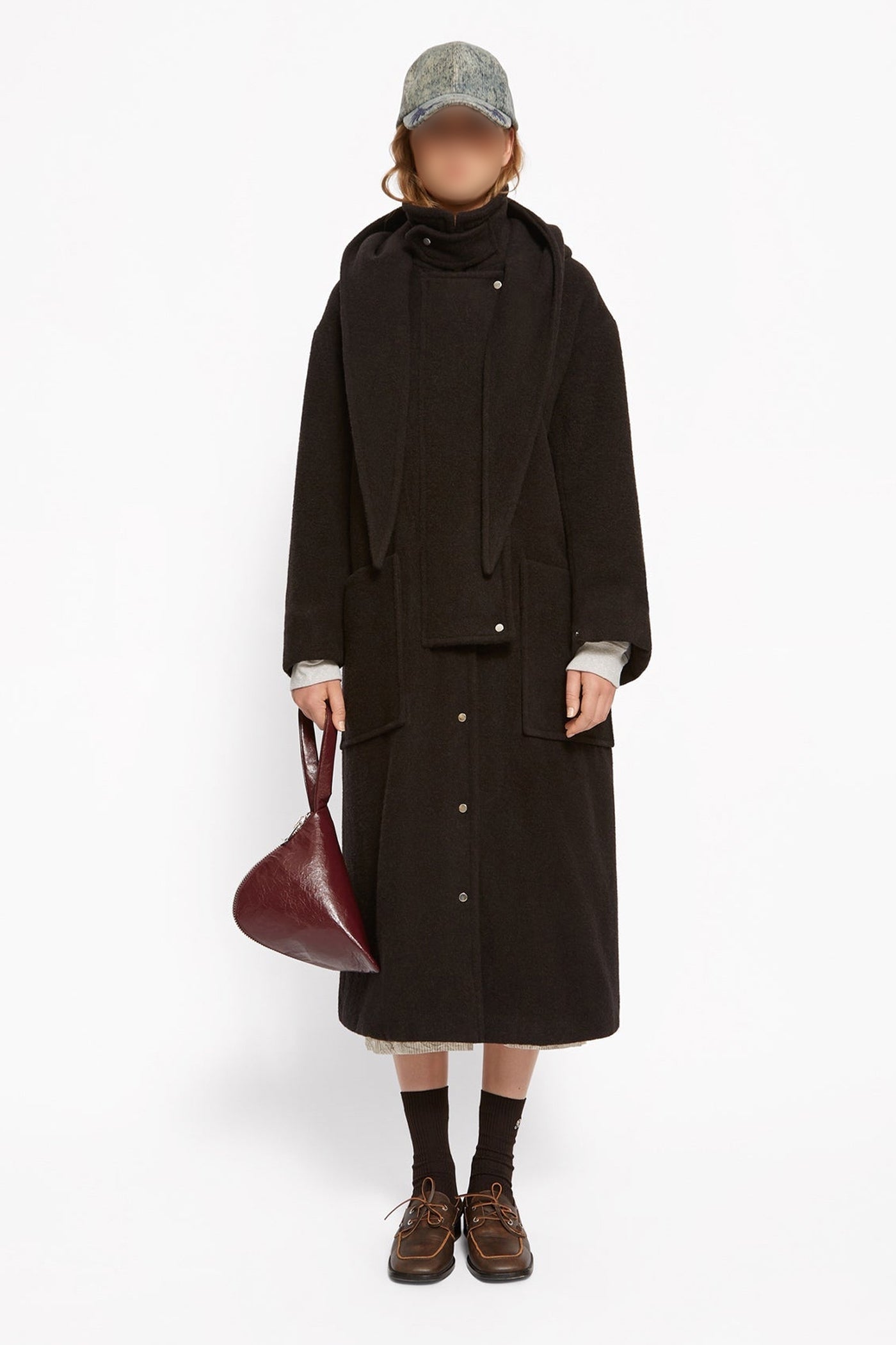 Manteau Mind en laine - Chocolat