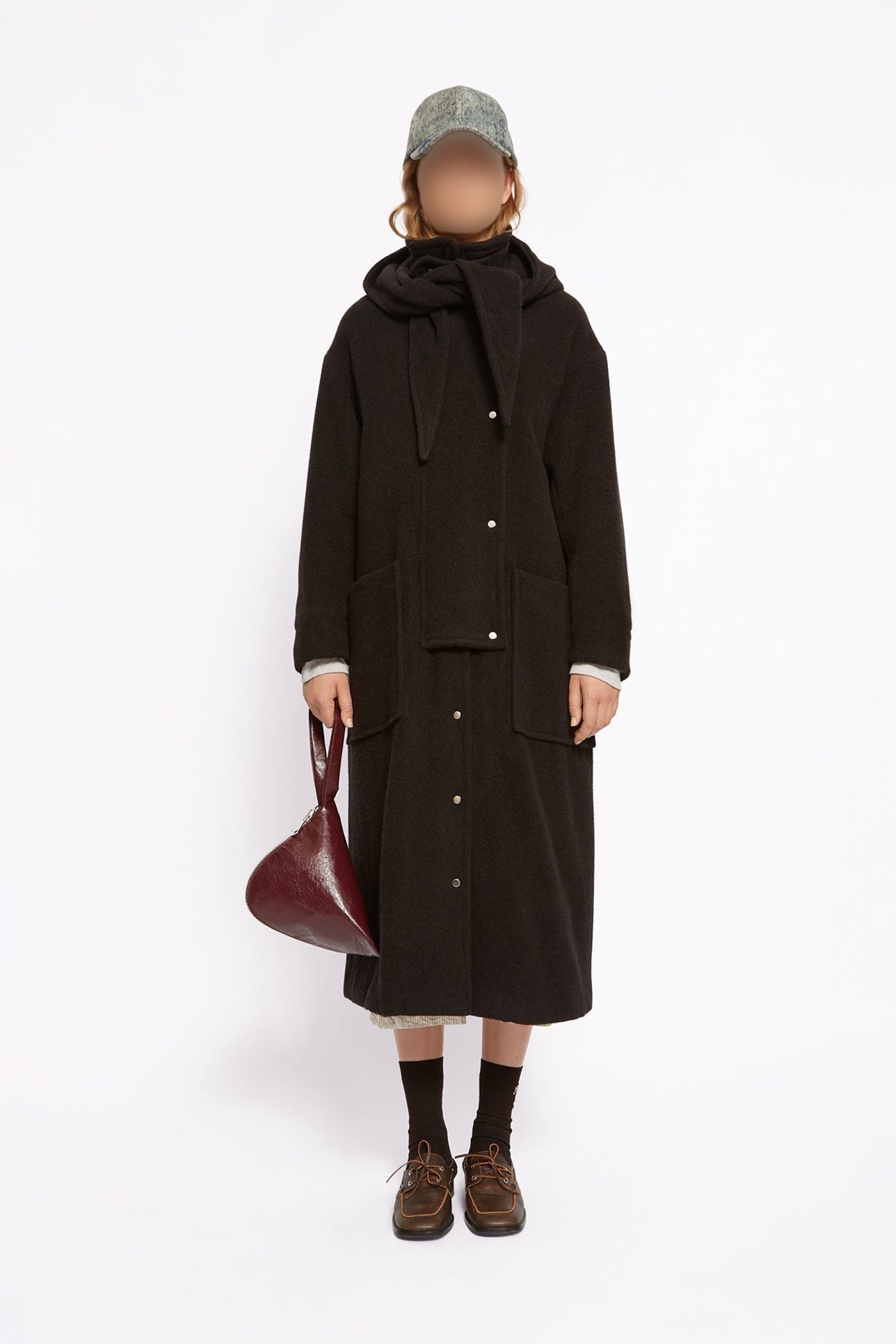 Manteau Mind en laine - Chocolat