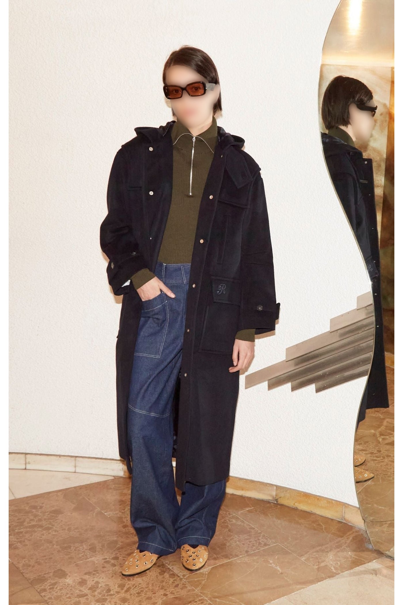 Manteau Bieber en laine - Navy