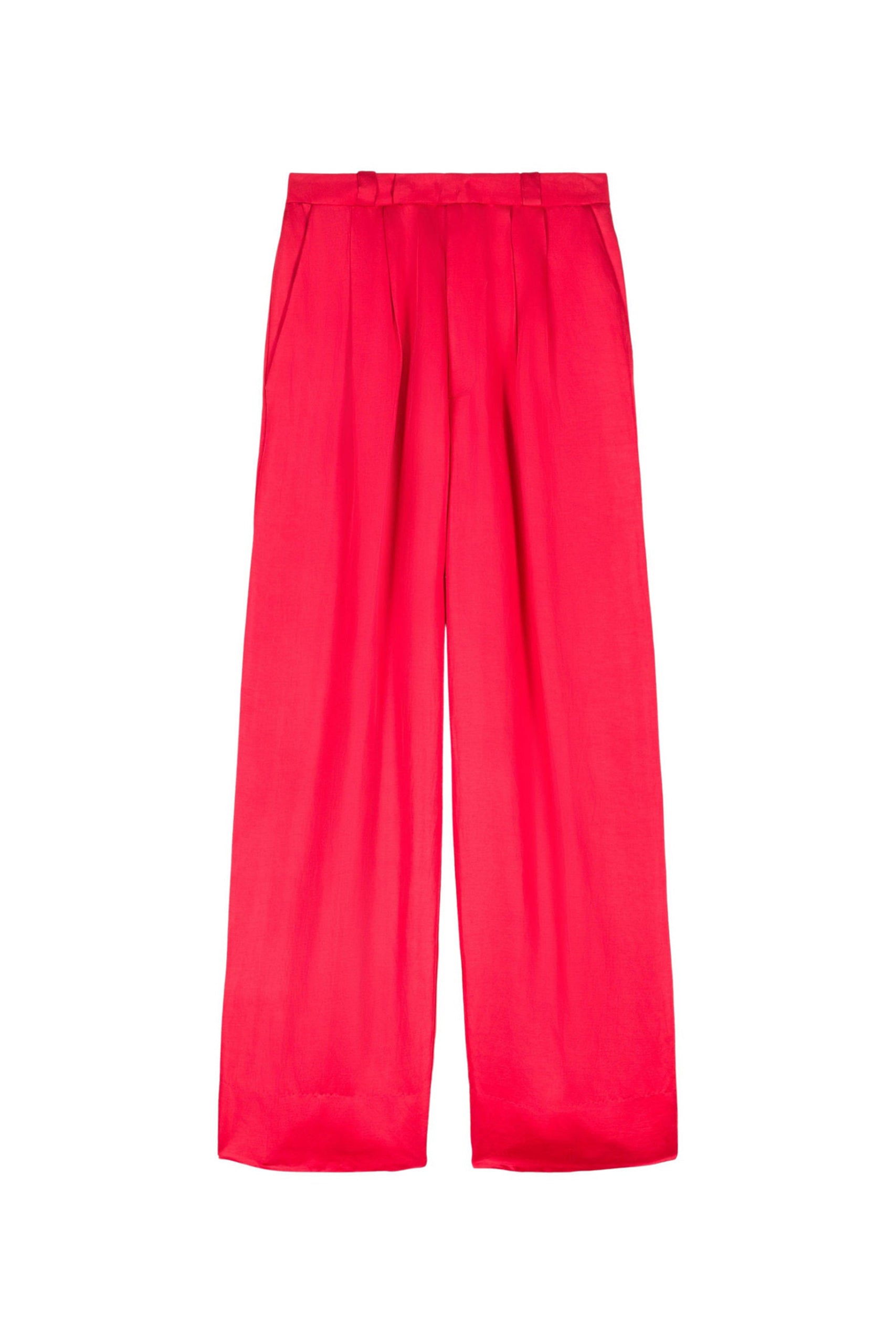 Pantalon Manuela taille haute en lin mélangé - Red