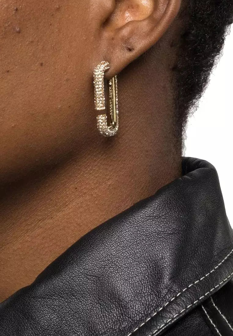 Boucles d'oreilles créoles avec strass en laiton - Crystal & Silver