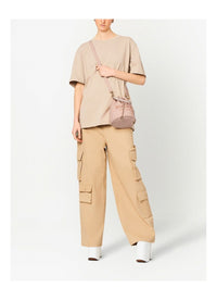 MOYEN   Sac seau à bandoulière en cuir - Rose