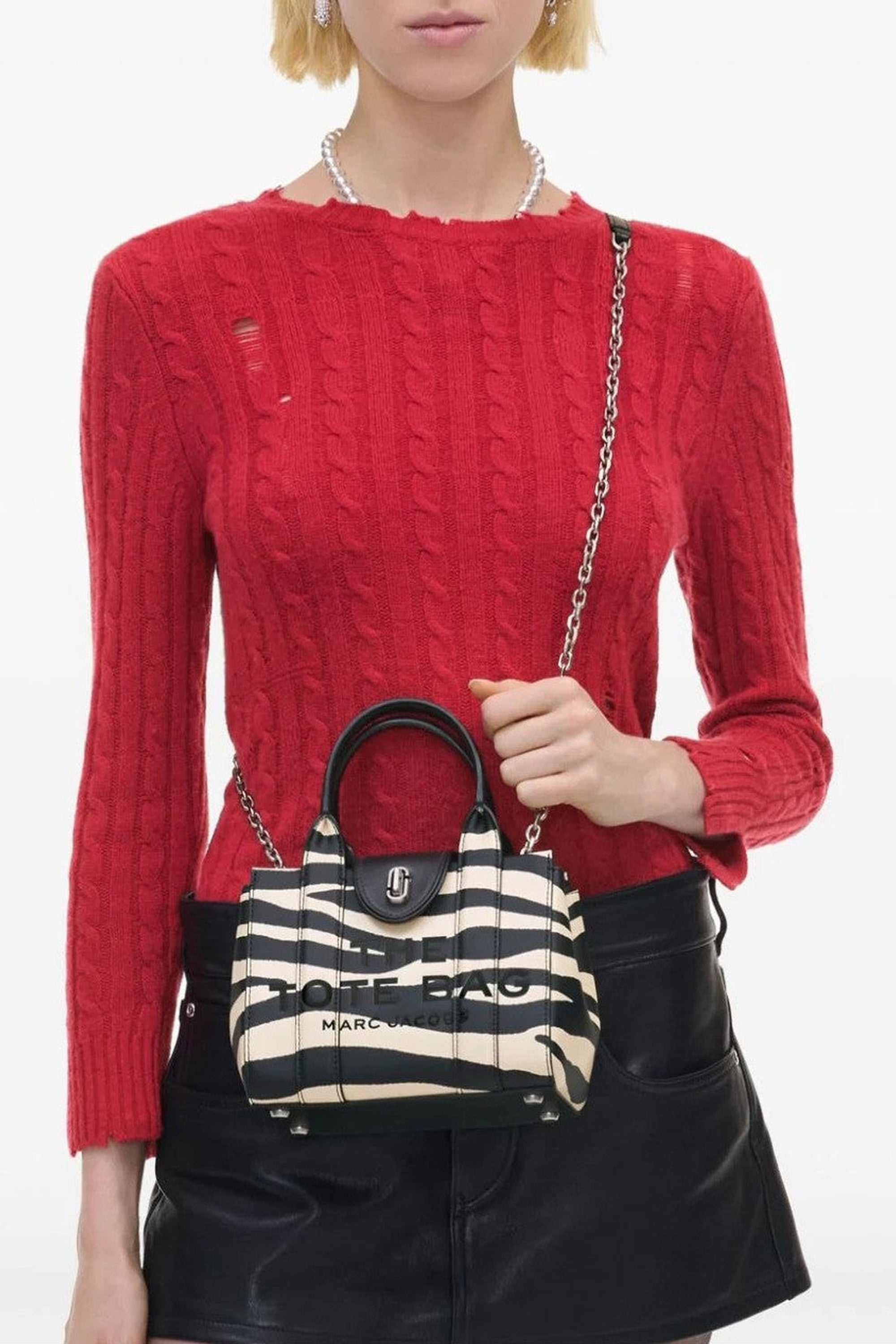 PAS INFO   Sac à bandoulière The Tote Bag en cuir - Black & White