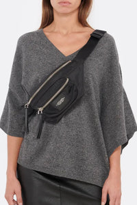 Biker belt bag with zip - Black