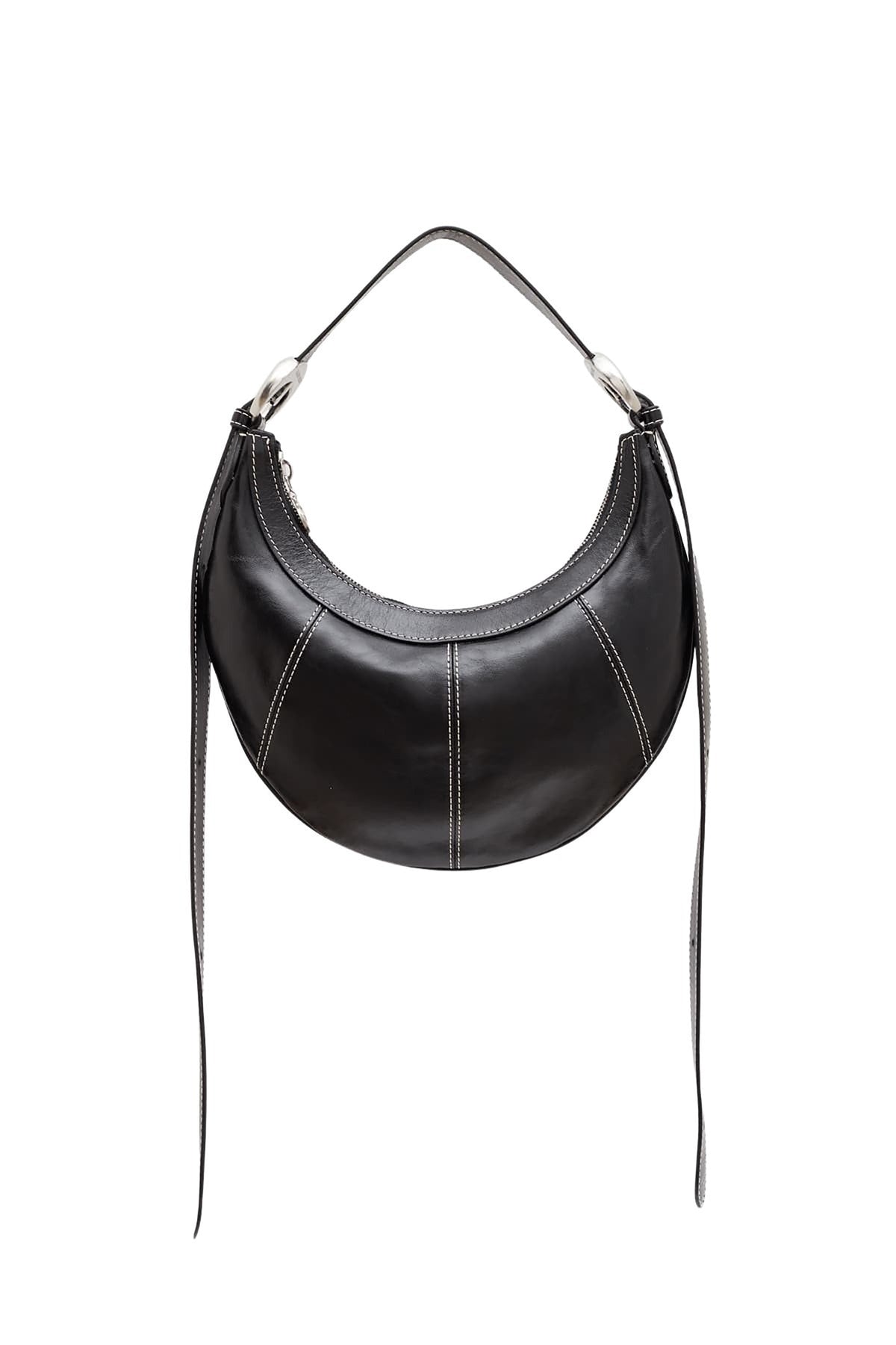 Sac croissant à bandoulière en cuir - Black