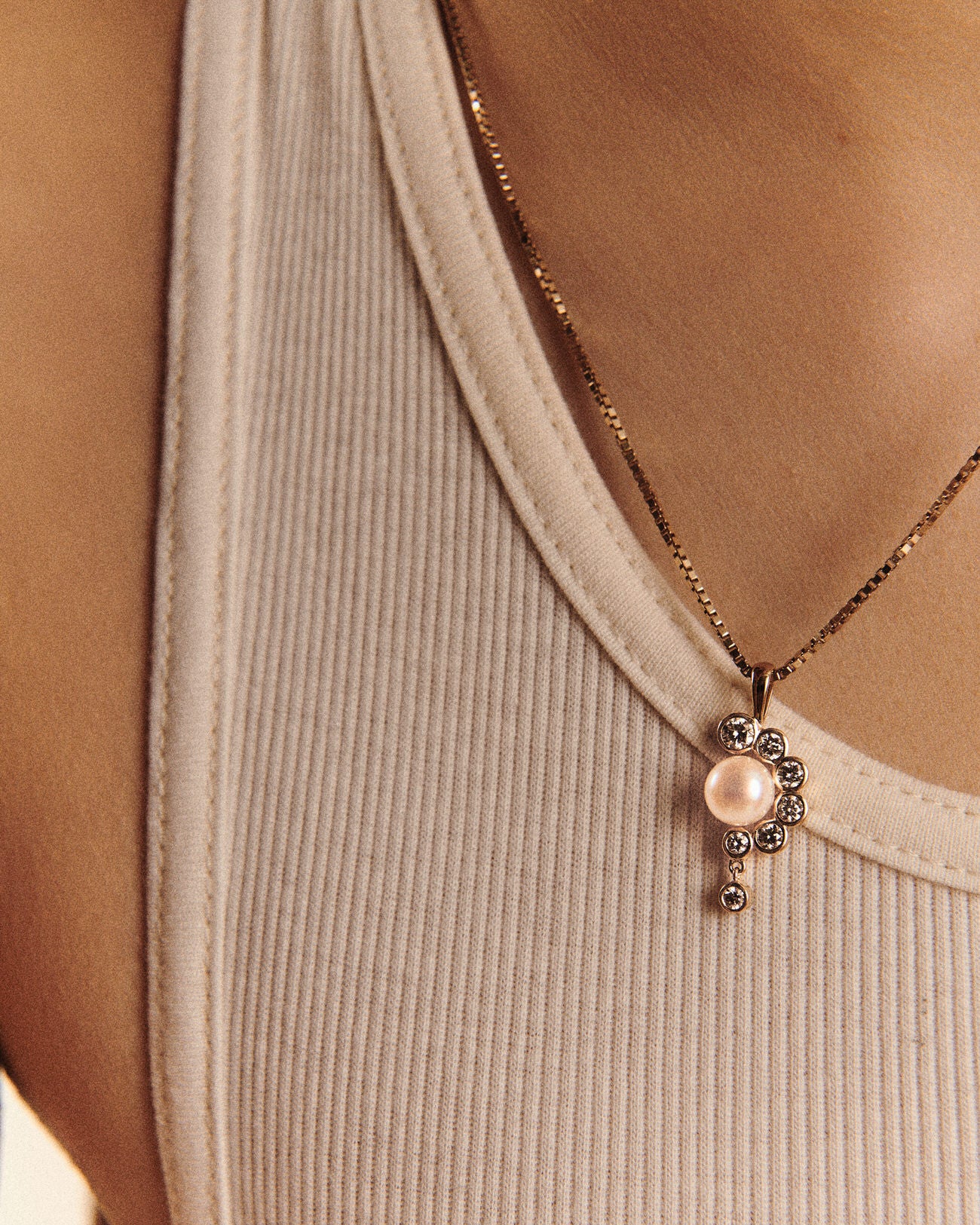 Martha N°2 necklace in yellow gold set with diamonds - Diamond & Pearl