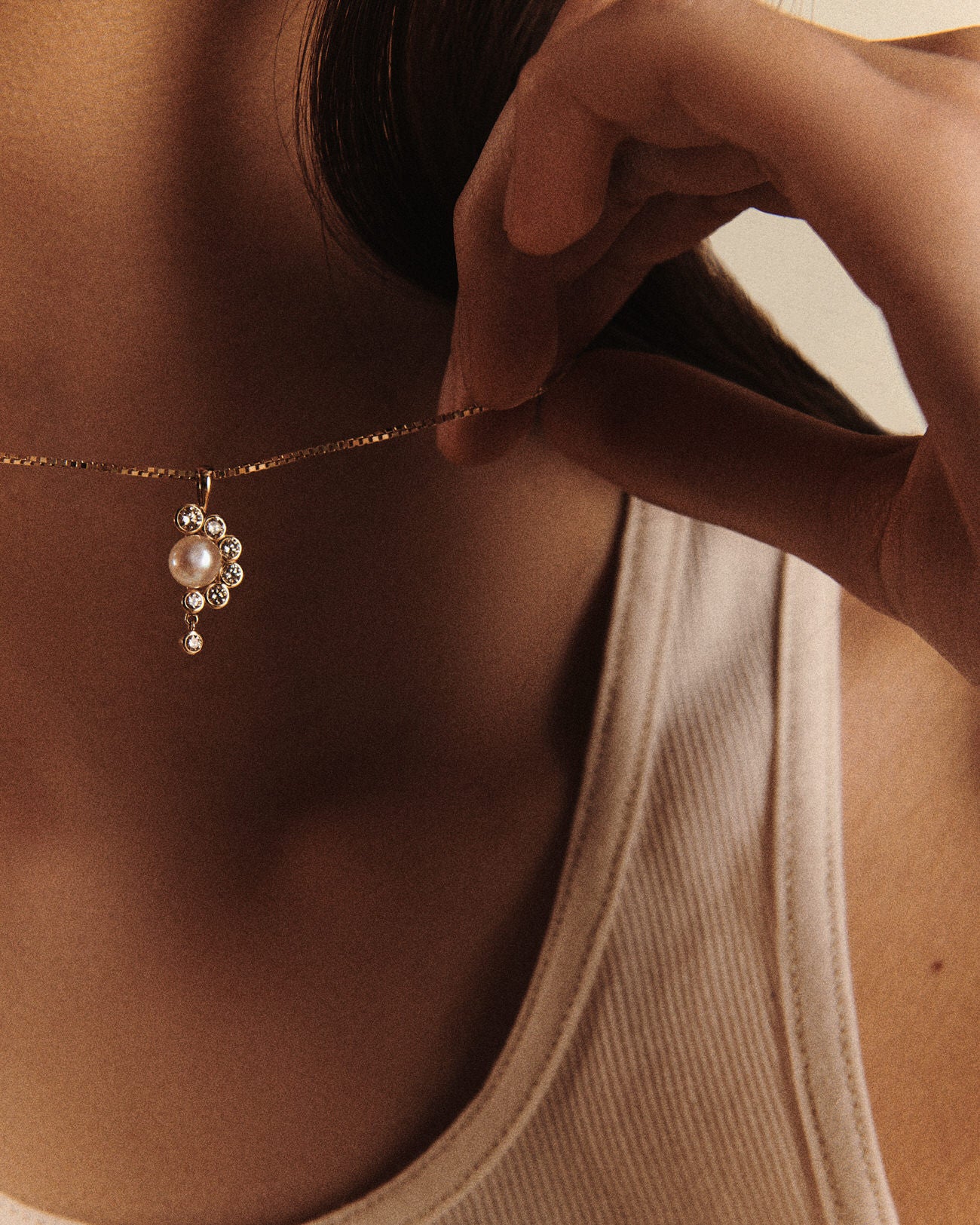 Martha N°2 necklace in yellow gold set with diamonds - Diamond & Pearl