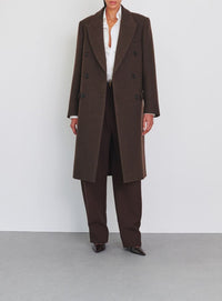 Classic Double Breasted Coat - Dark Brown