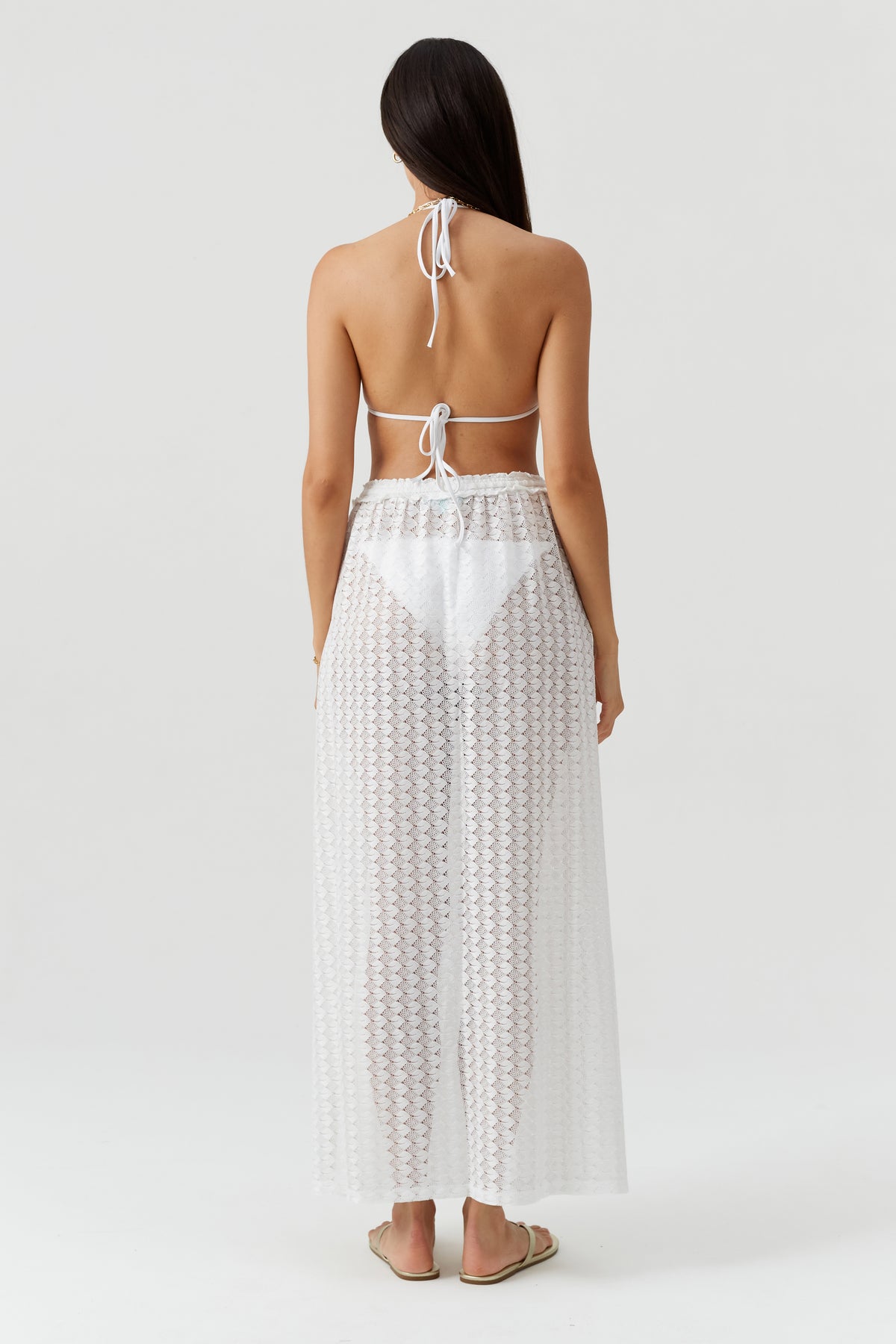 Jupe longue Mendi en dentelle - White
