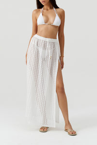 Jupe longue Mendi en dentelle - White