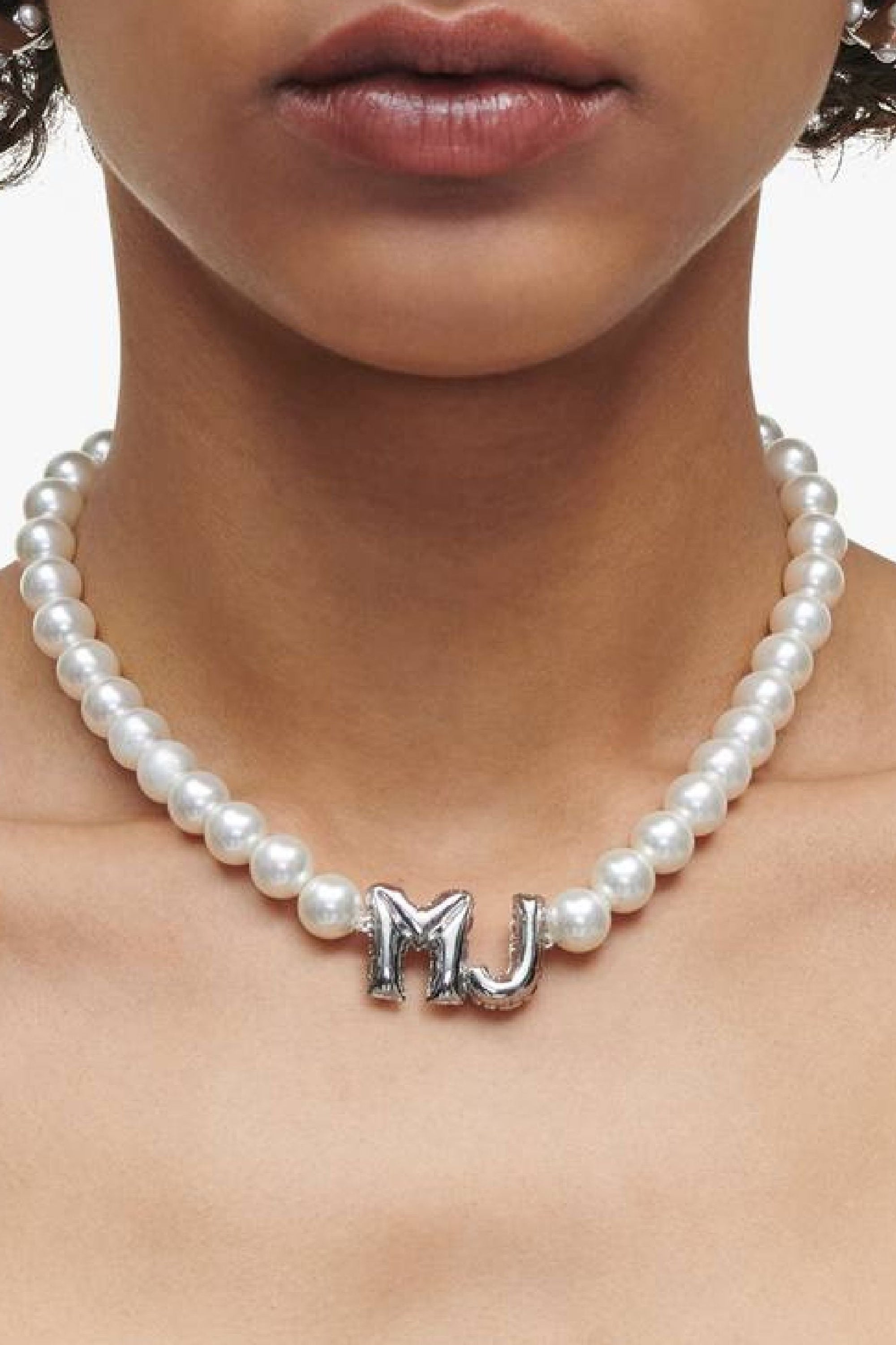 Collier MJ Balloon en perles - White & Silver