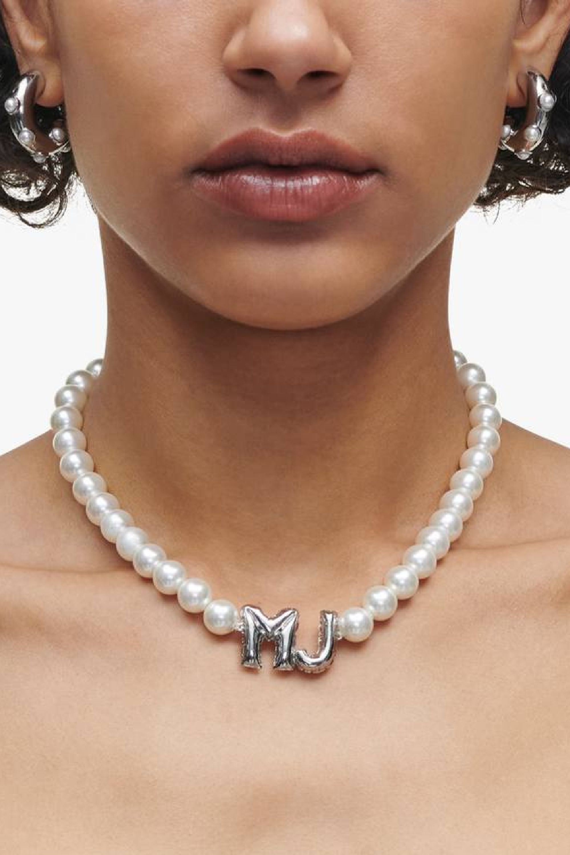 Collier MJ Balloon en perles - White & Silver