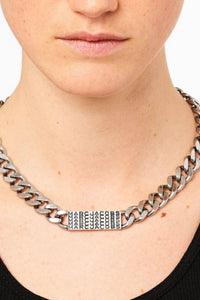 Monogram necklace with brass links - Aged Silver