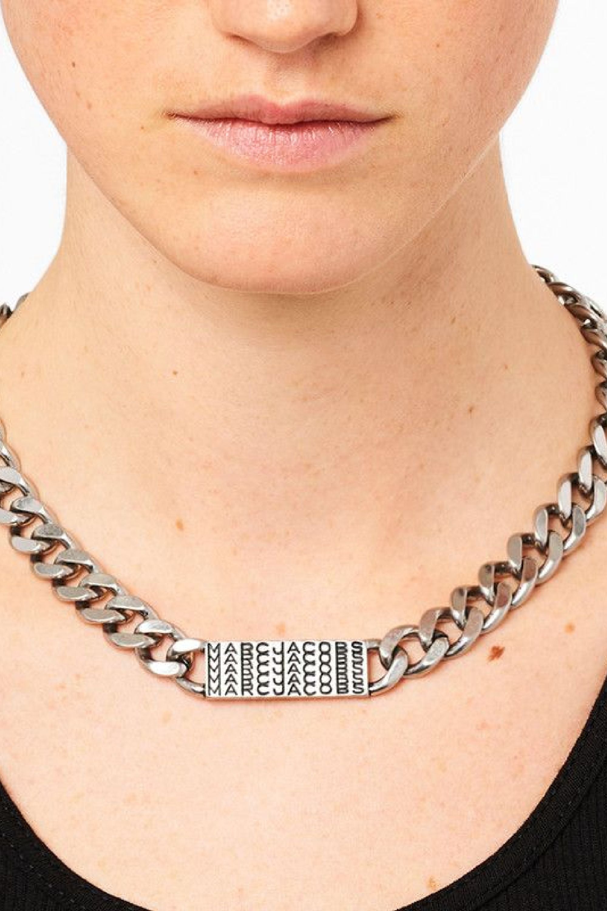Monogram necklace with brass links - Aged Silver