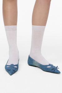Kat pointed ballerinas in denim - Blue