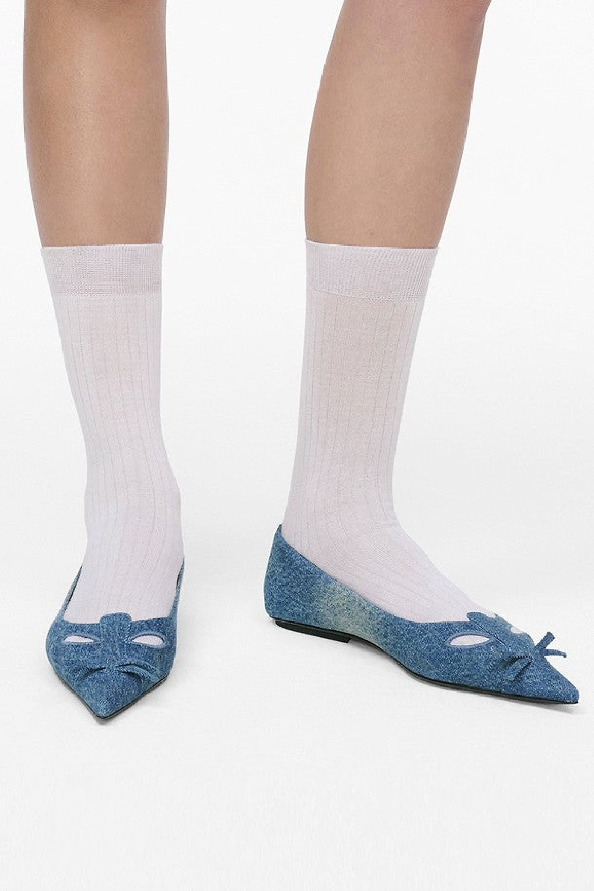 Kat pointed ballerinas in denim - Blue
