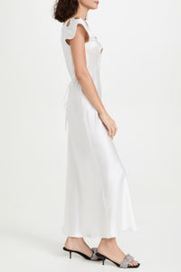 Robe midi brodée en soie - Ivory