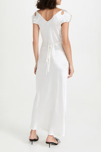 Robe midi brodée en soie - Ivory