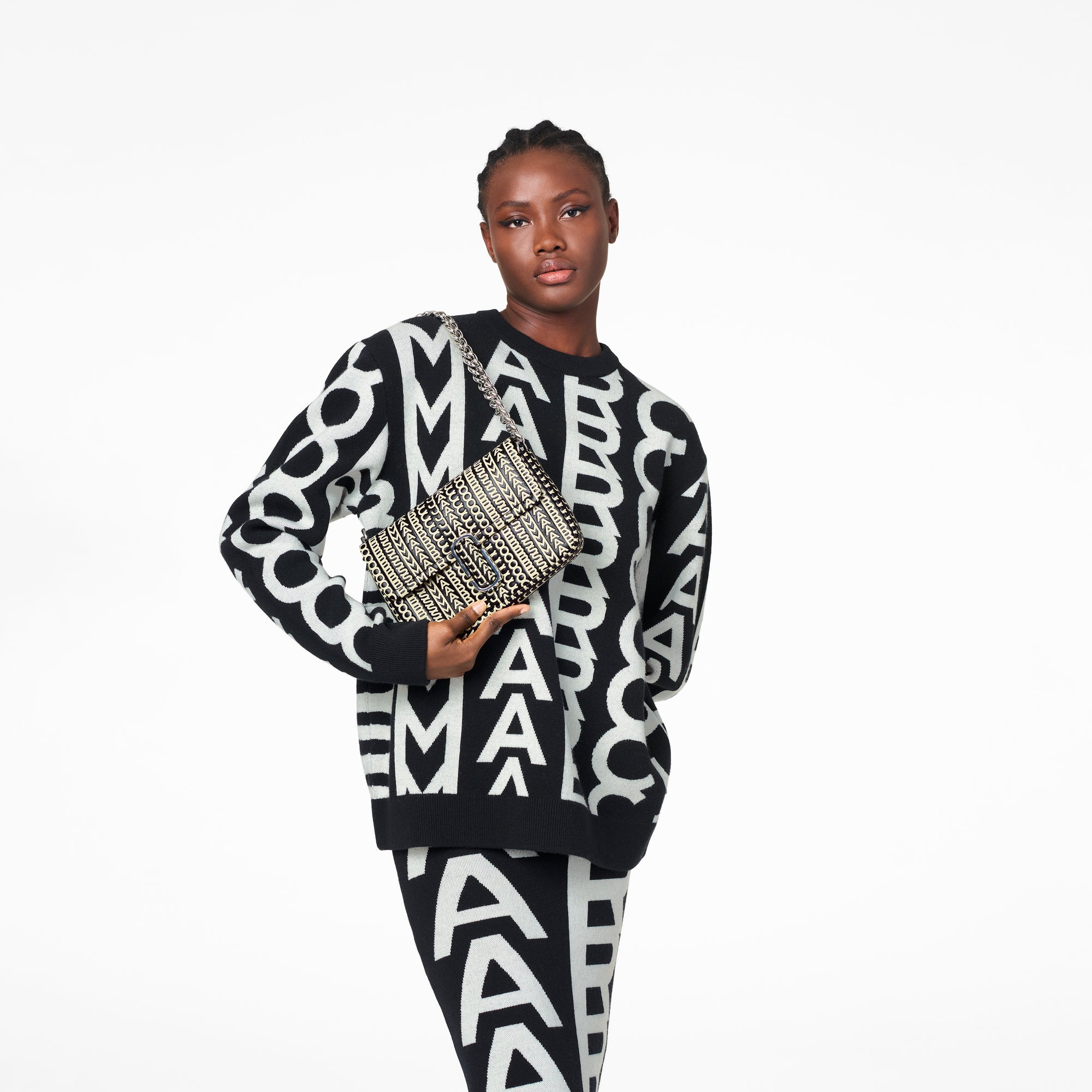 PAS INFO   Sac à bandoulière en cuir - Black & White