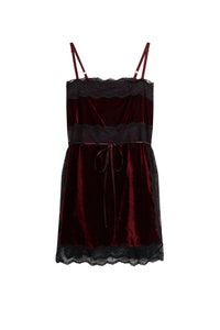 Mini-robe en velours - Bordeaux