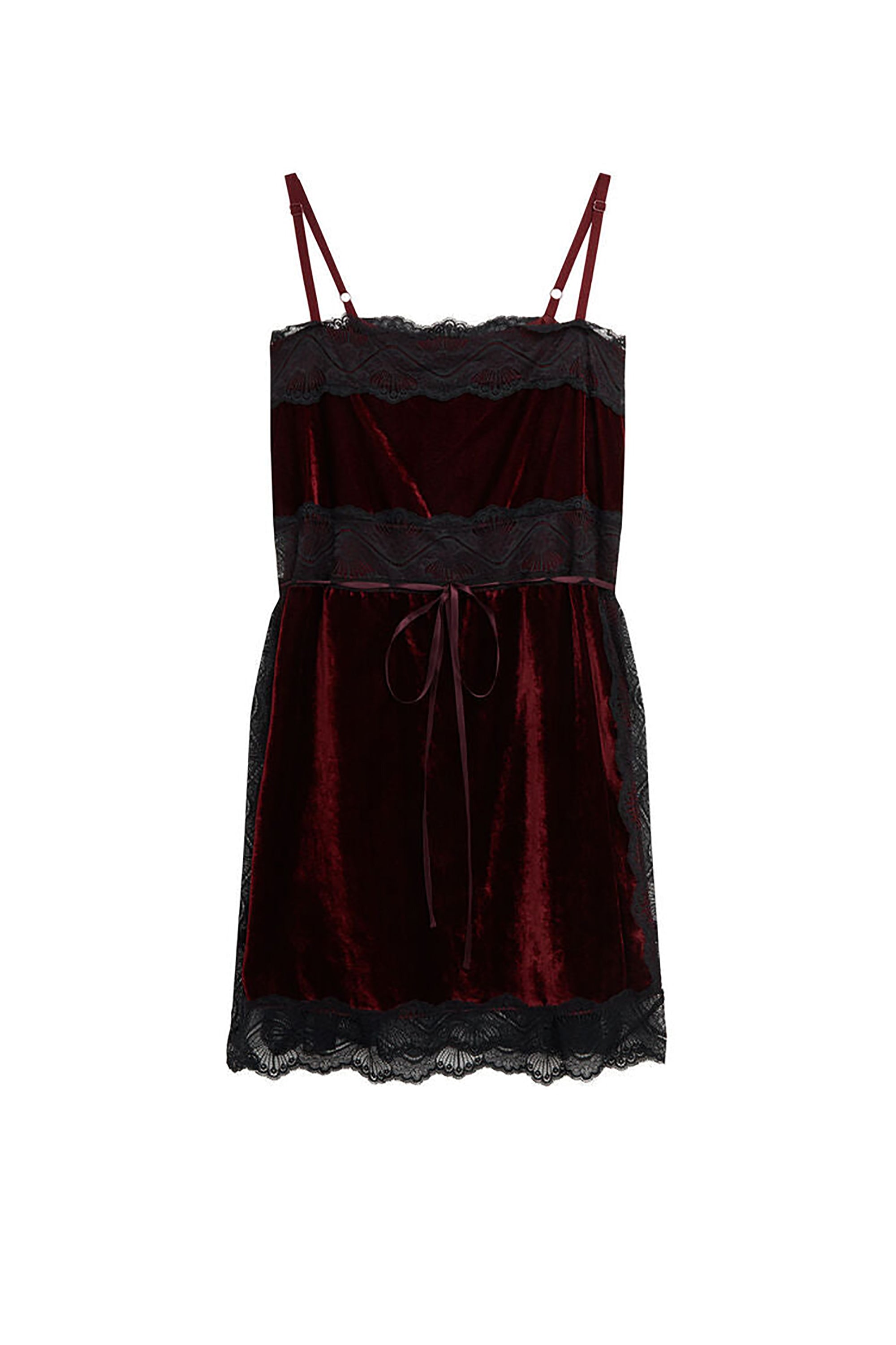 Mini-robe en velours - Bordeaux