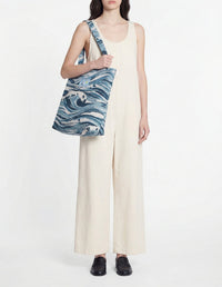 Sac Maison Kitsuné x Vilebrequin en lin - Storm Blue Design