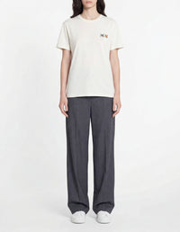 Short-sleeved T-shirt with double badge - Latte