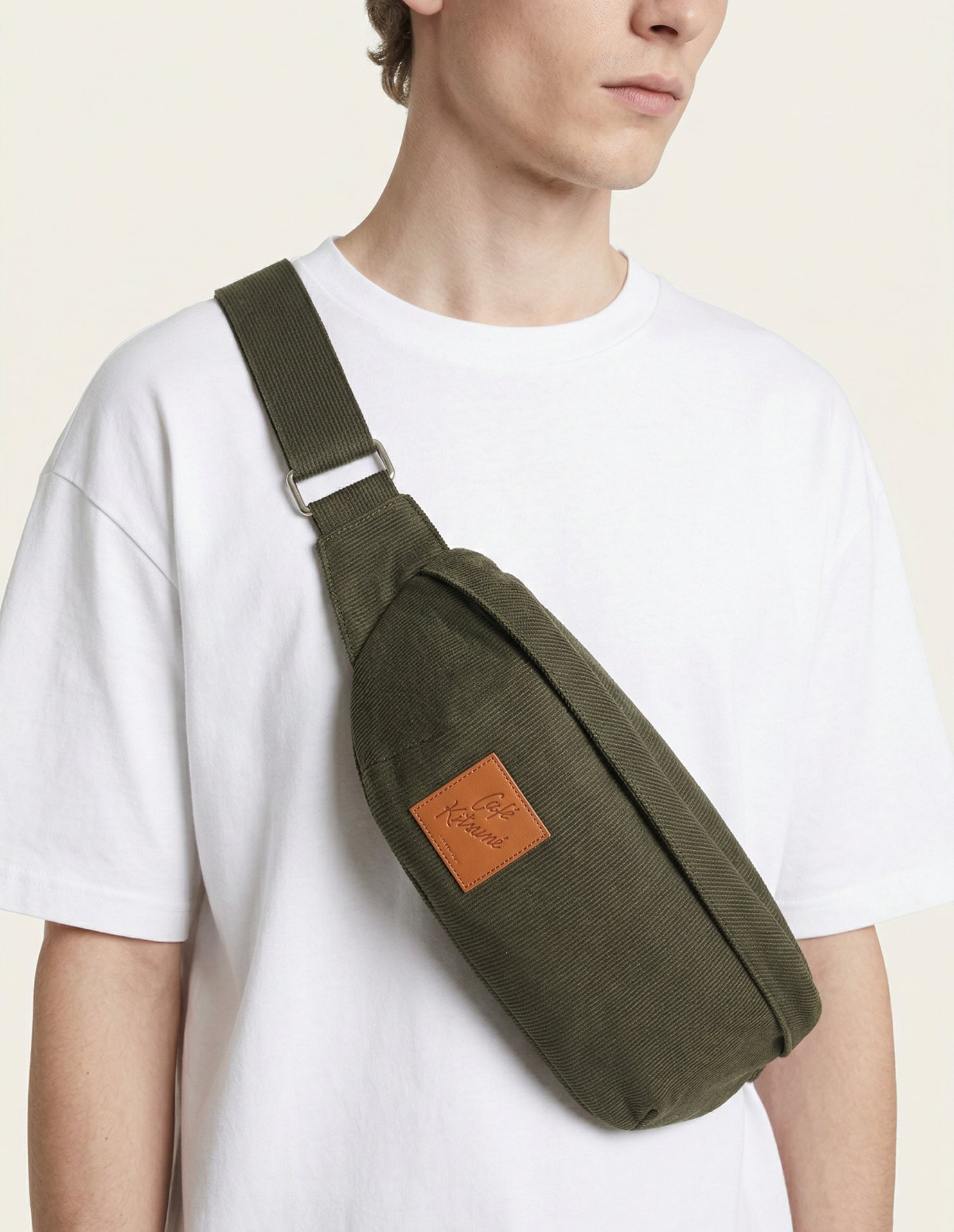 Café Kitsuné corduroy fanny pack - Sencha Green