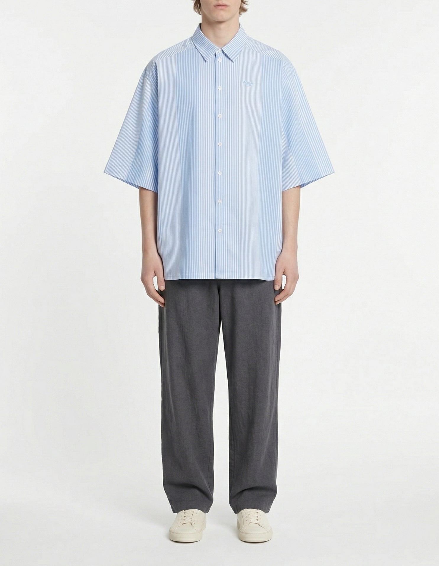 Short-sleeved shirt - Light Blue Stripes