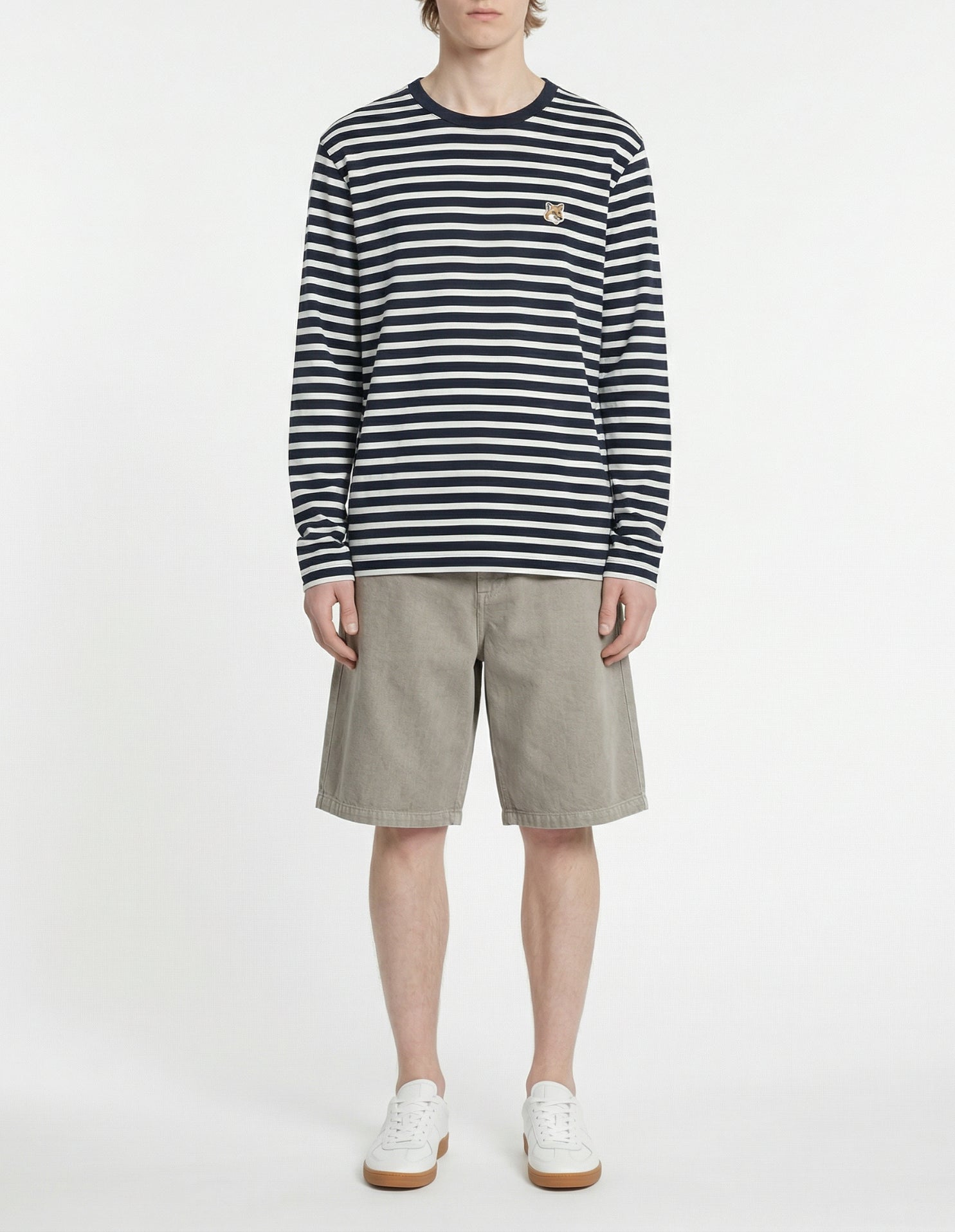 T-shirt Fox Head à manches longues - Navy Stripes