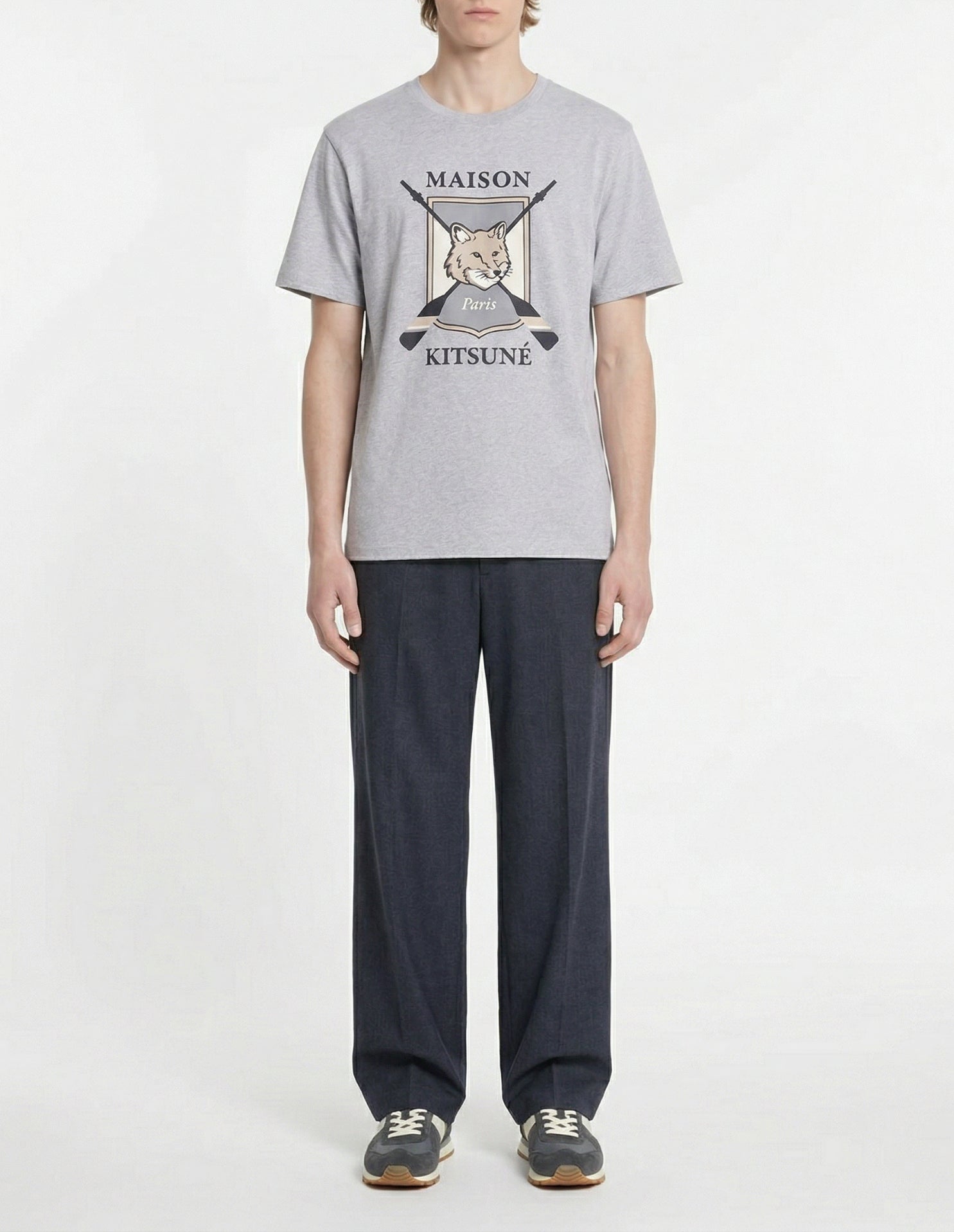 College Fox printed T-shirt - Light Grey Melange
