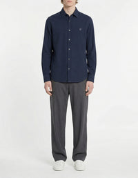 Embroidered patch shirt - Ink Blue