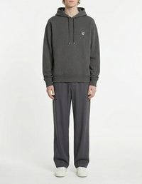Bold Fox Head oversize hoody with crest - Dark Grey Melange