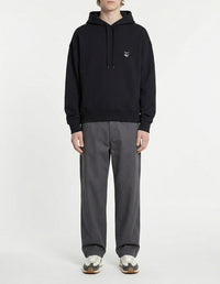 Sweat à capuche Bold Fox Head oversize avec écusson - Black