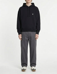 Sweat à capuche Bold Fox Head oversize avec écusson - Black